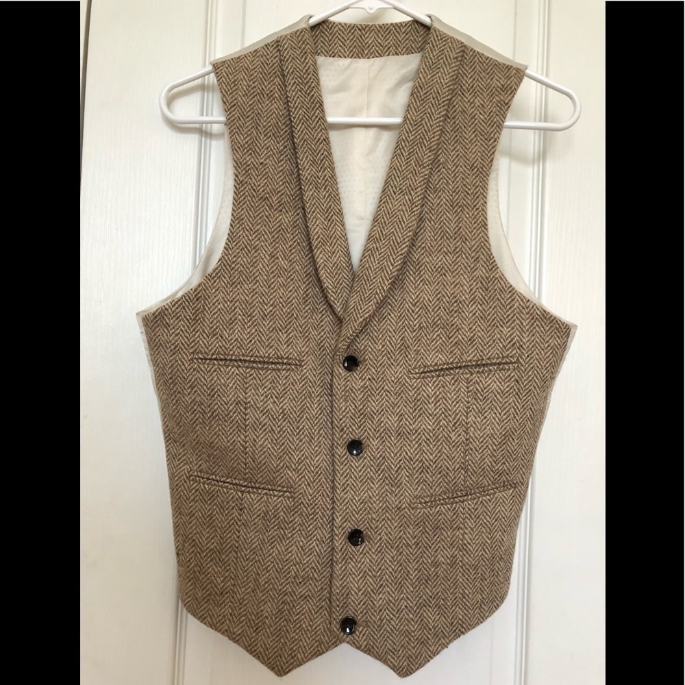 Harris Tweed Men's Waistcoat S Herringbone Vest